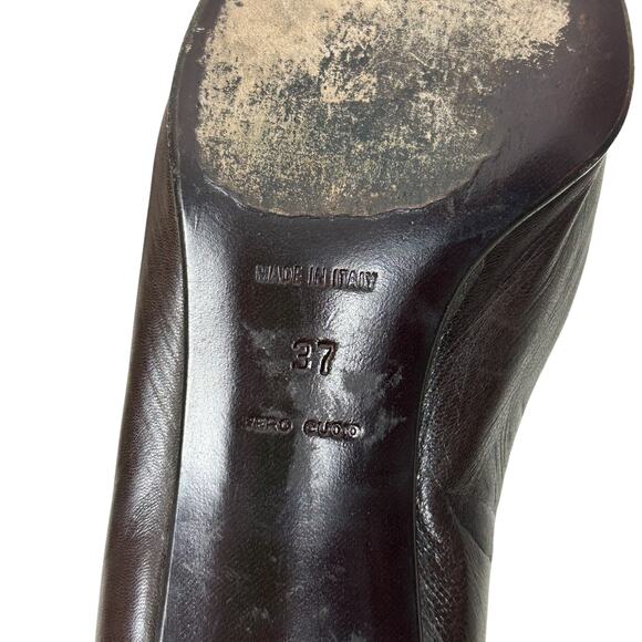 Prada Vintage Square Toe Y2K Block Kitten Heel Leather Heels 7 - Picture 7 of 8